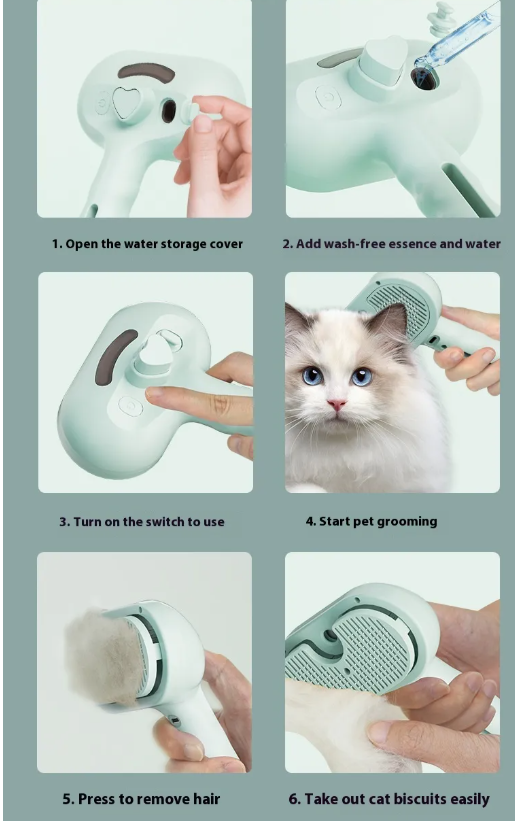3-in-1 Misting Pet Grooming Brush